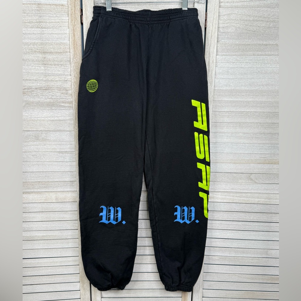 PACSUN X A$AP ROCKY MOB WORLDWIDE Men's Sweatpants Black/Multi-Small